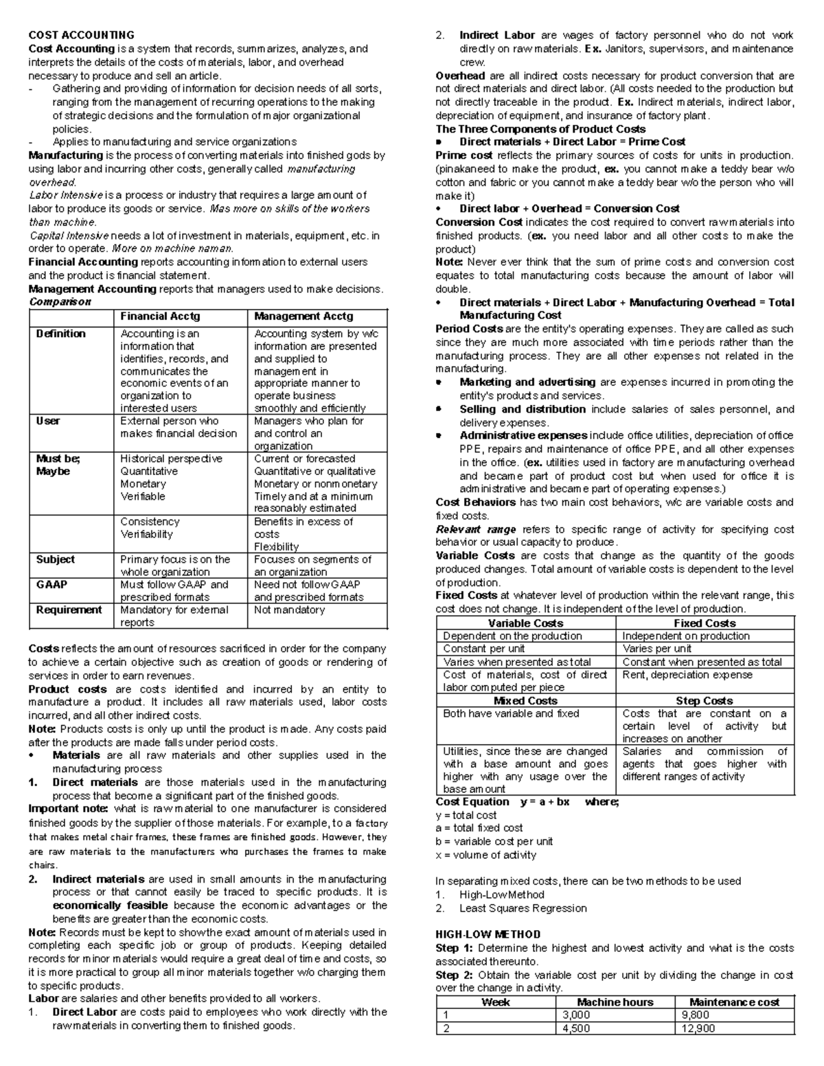 Cost Accounting - lecture notes - COST ACCOUNTING Cost Accounting is a ...