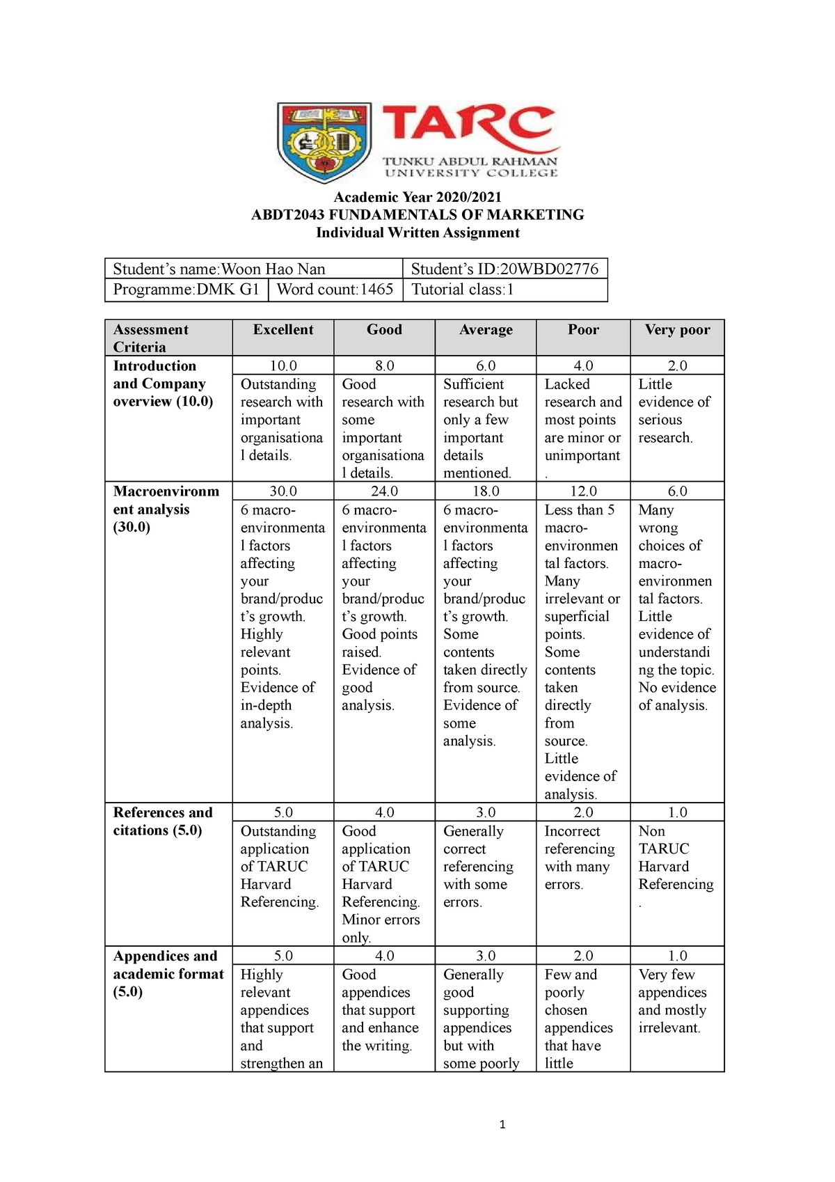 marketing individual assignment