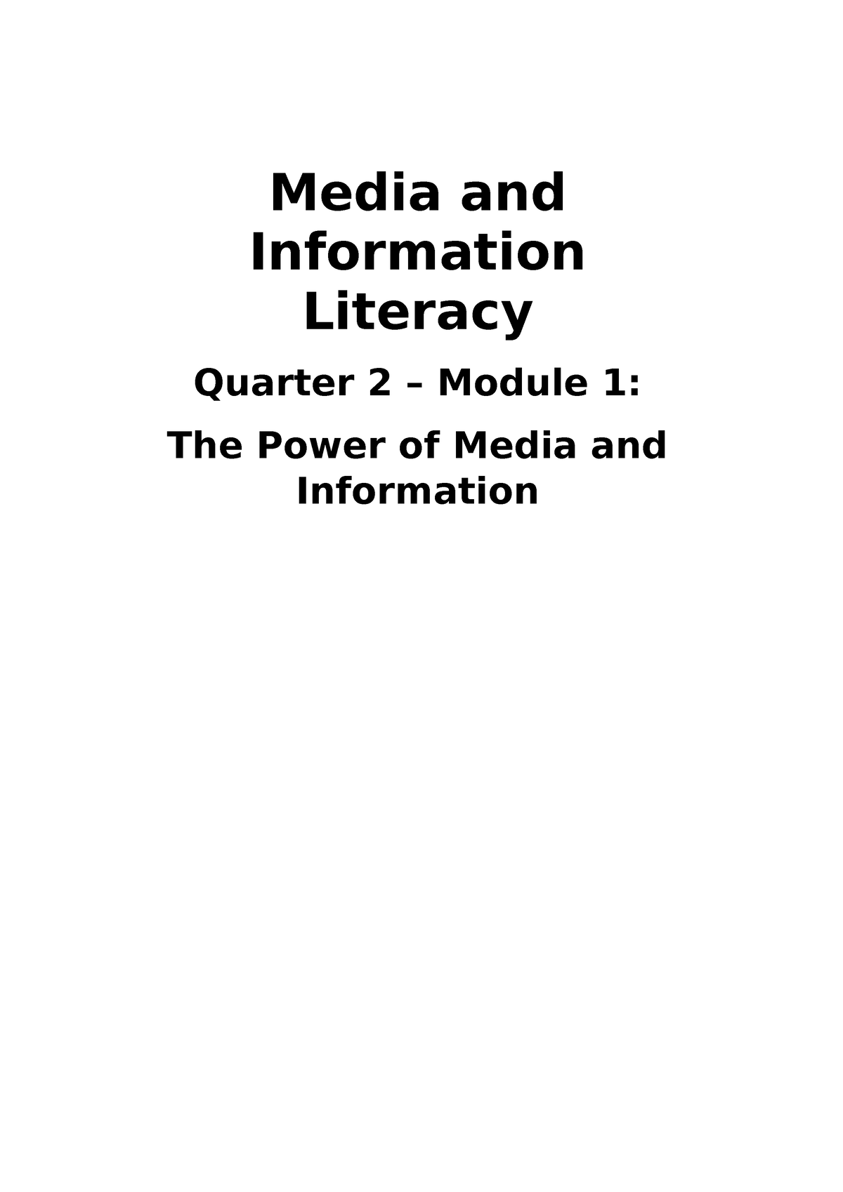 Media and Information Literacy - Media and Information Literacy Quarter ...