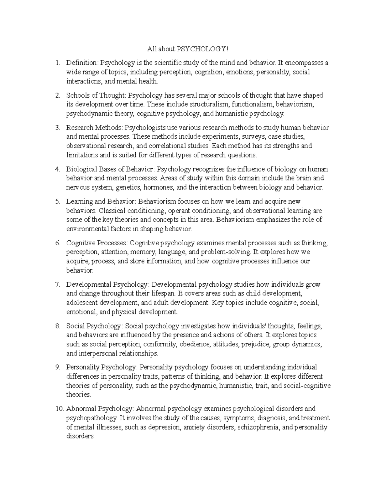 All about Psychology All about PSYCHOLOGY! Definition Psychology is