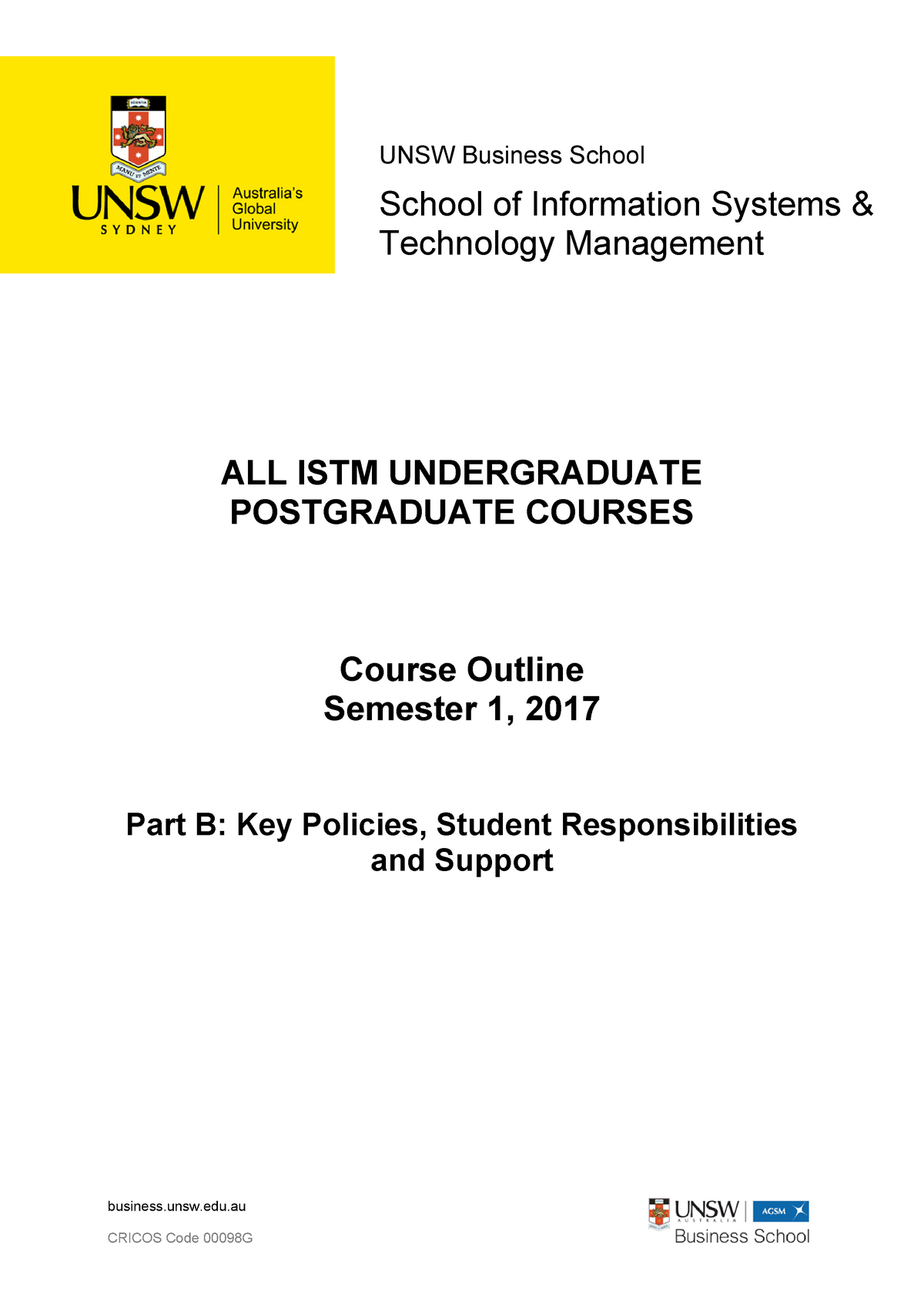 INFS 1602 Outline B - UNSW Business School School Of Information ...