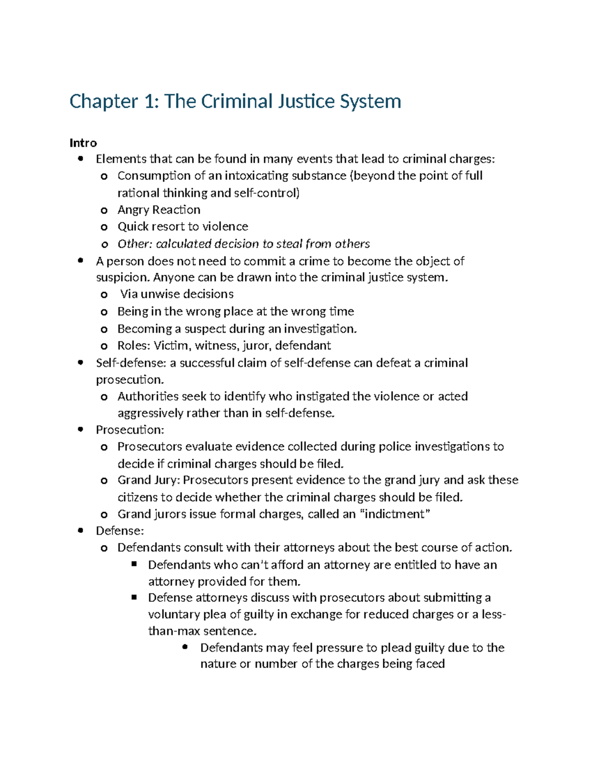 CRJU Chapter 1 - Chapter 1: The Criminal Justice System Intro Elements ...