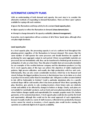 Capacity Plans And Demand Studocu