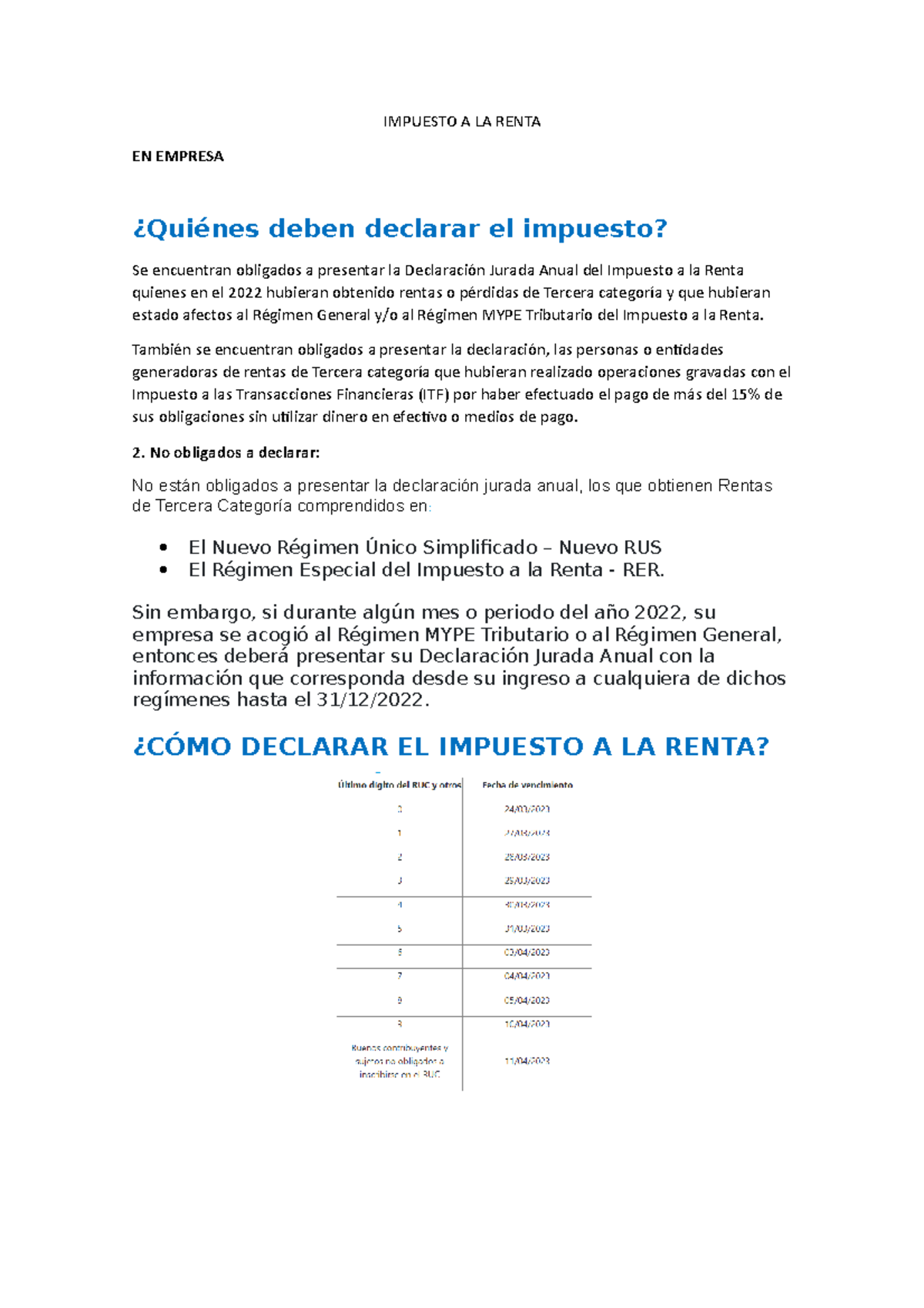 S01 Contabilidad de sociedades Impuesto a la renta en Empresa ...