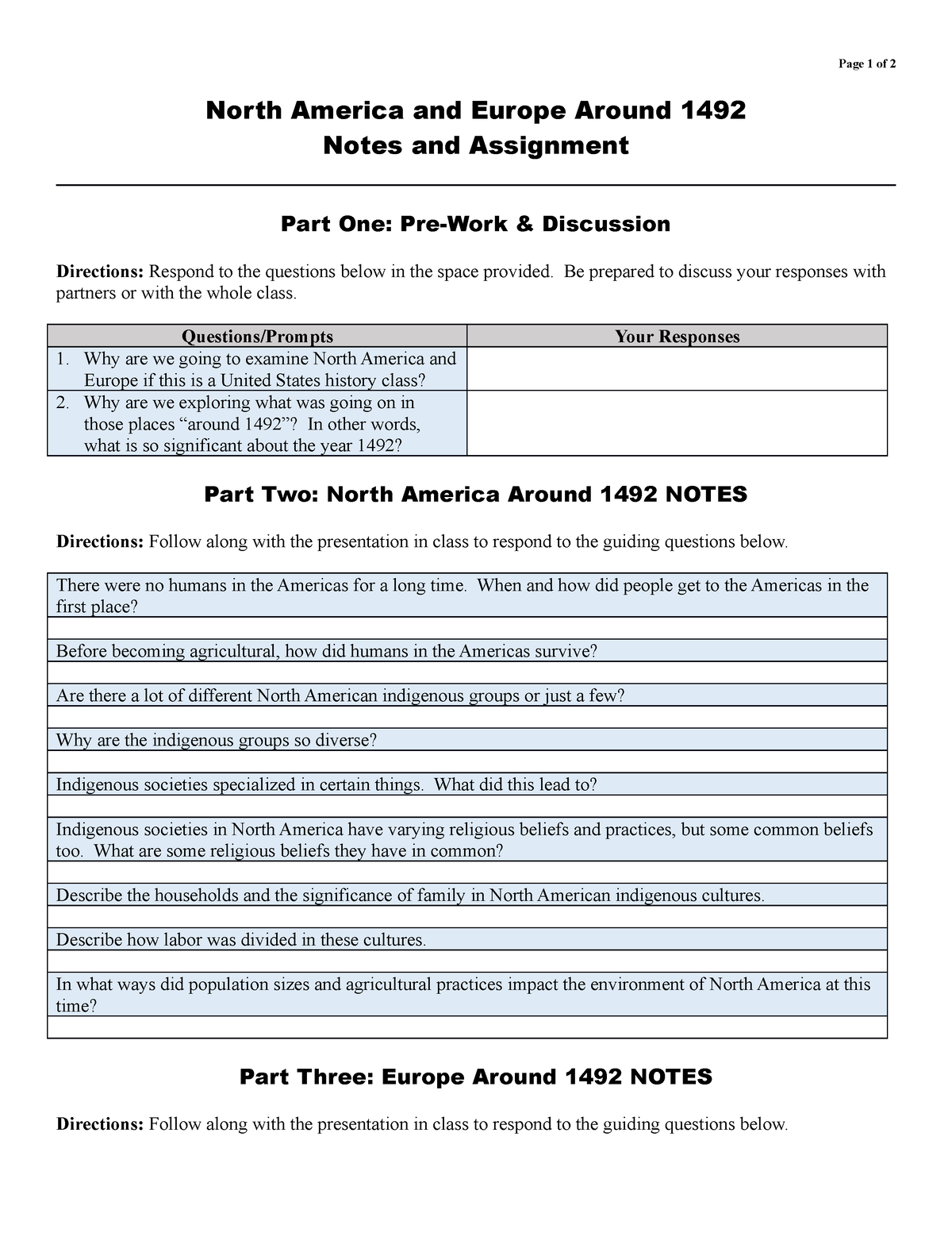 North America And Europe Around 1492 Notes And Assignment Page 1 Of 2   Thumb 1200 1553 