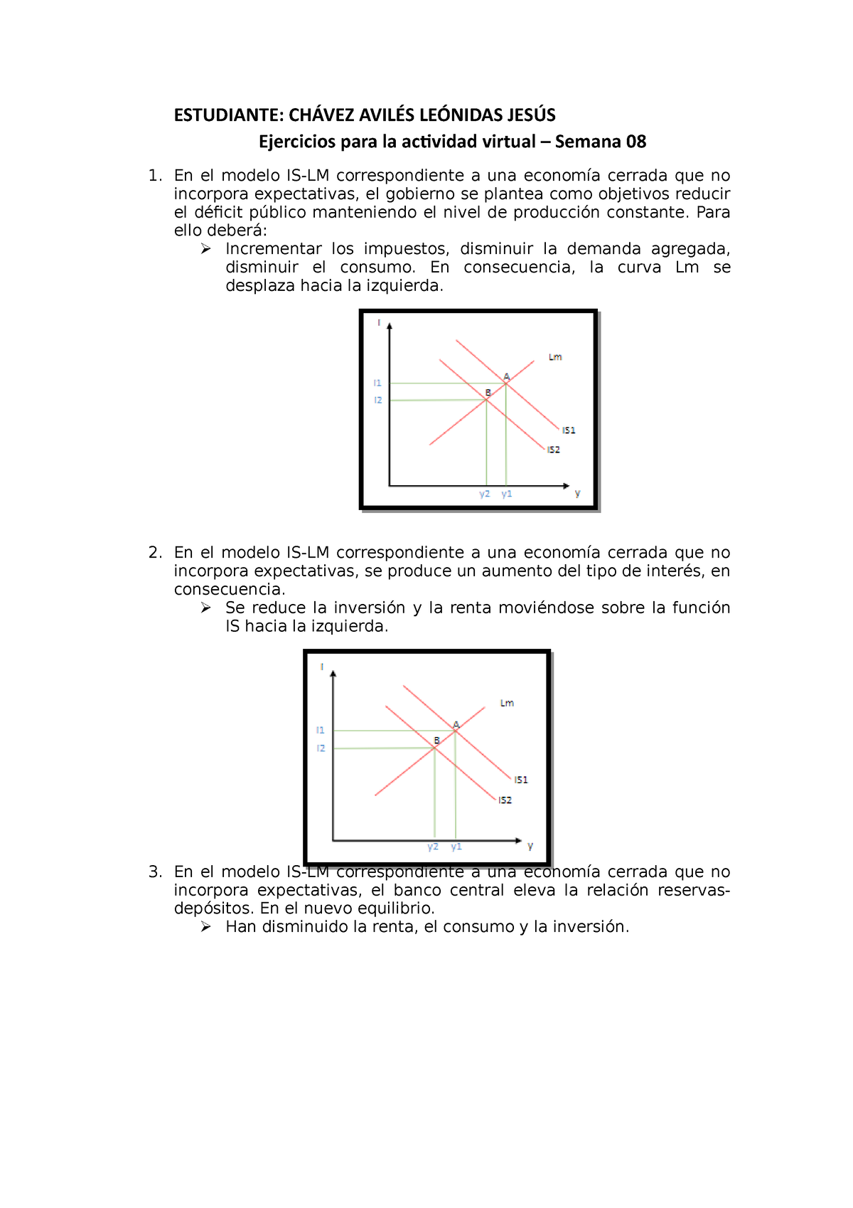 U2 S8 Ejercicios para la actividad virtual - ESTUDIANTE: CHÁVEZ AVILÉS  LEÓNIDAS JESÚS Ejercicios - Studocu