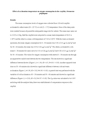 Crayfish lab raw data - Raw data form lab - Crayfish lab raw data ...