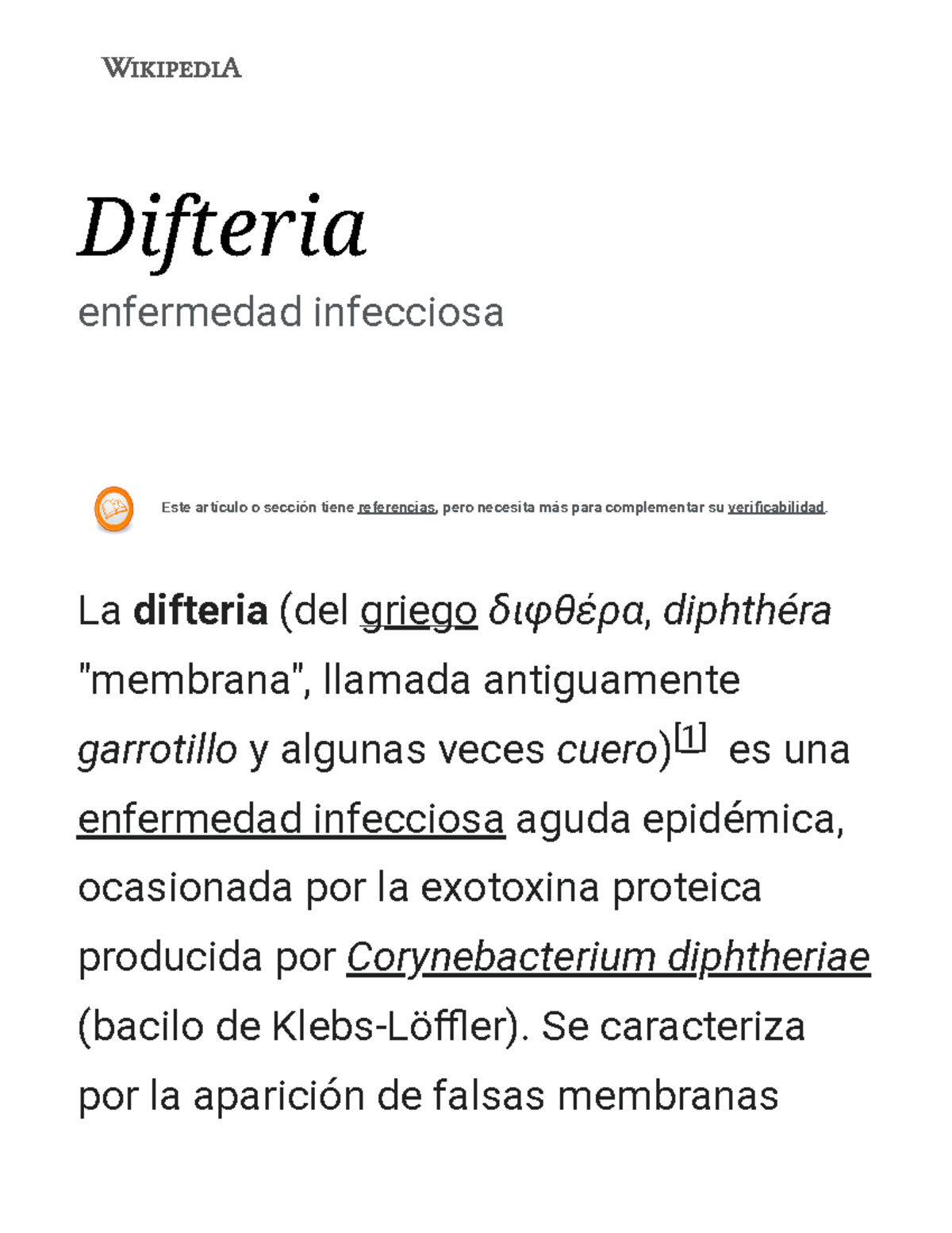 Difteria - Wikipedia, la enciclopedia libre - Difteria enfermedad ...