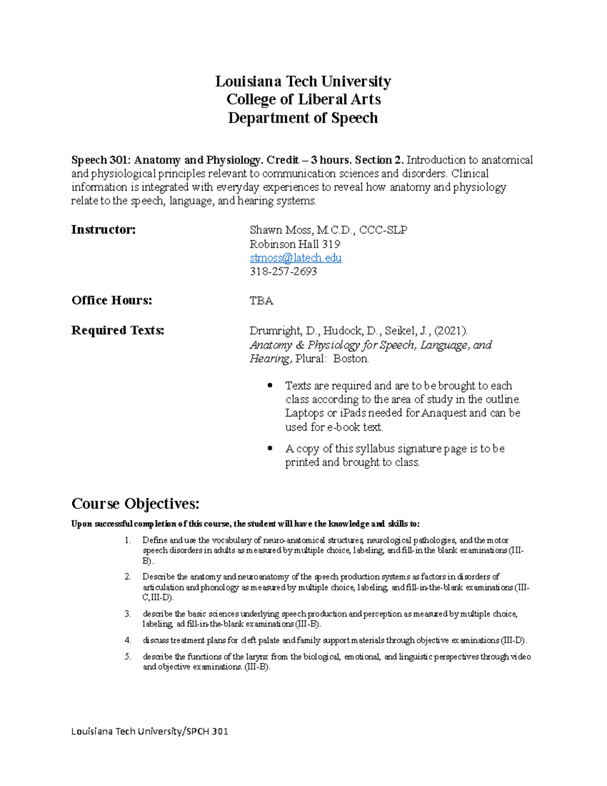 301Syllabusnew - course notes - Louisiana Tech University College of ...