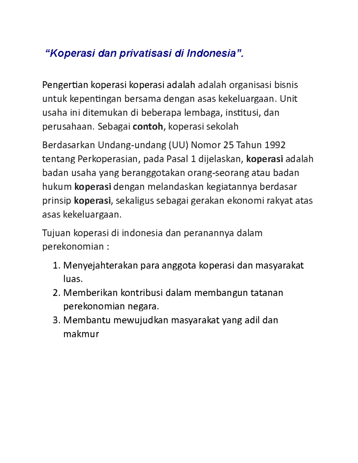 Kopreasi - Koperasi Dan Privatisasi Di Indonesia - “Koperasi Dan ...