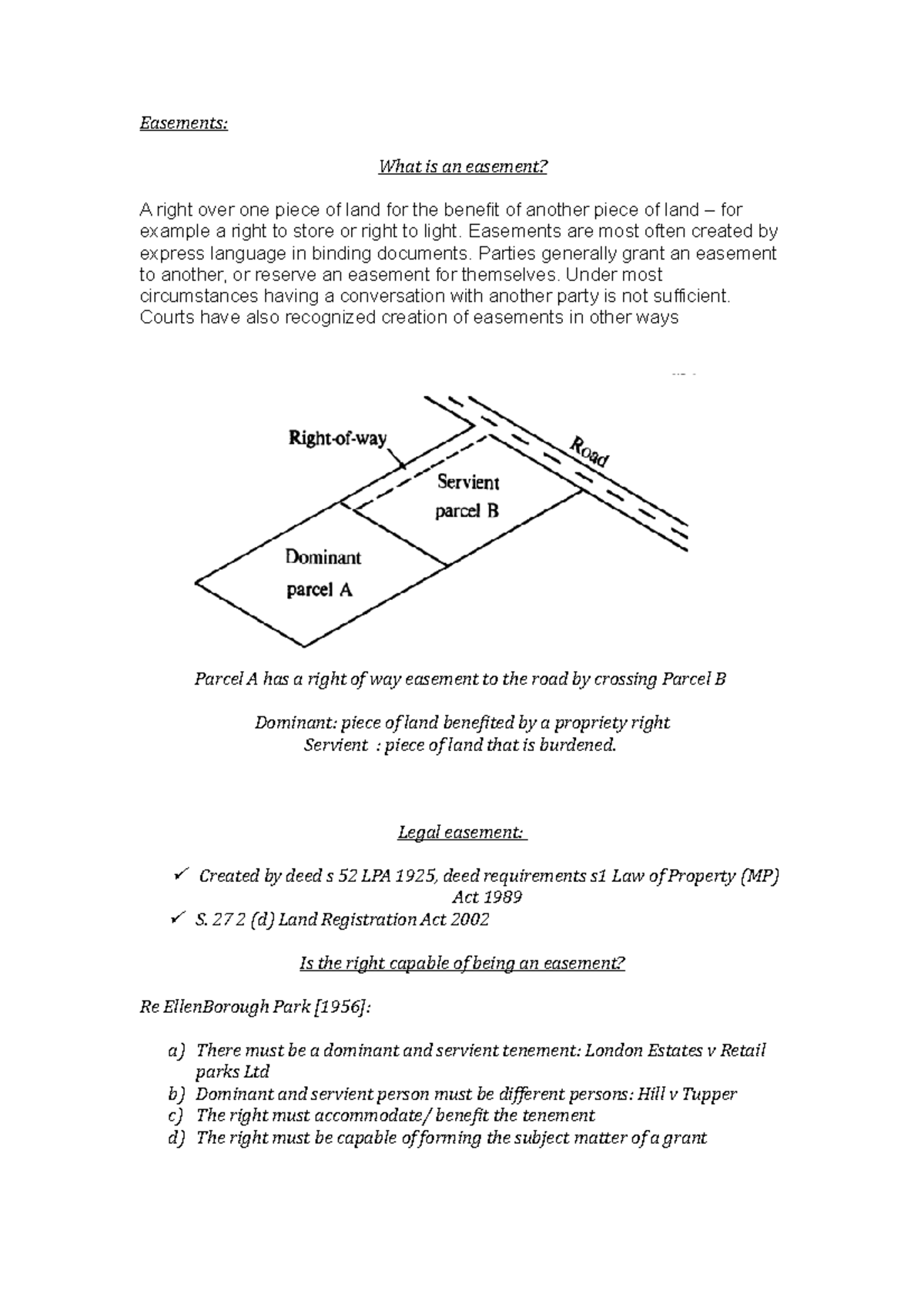 Easements Land Law exam Easements What is an easement? A right over