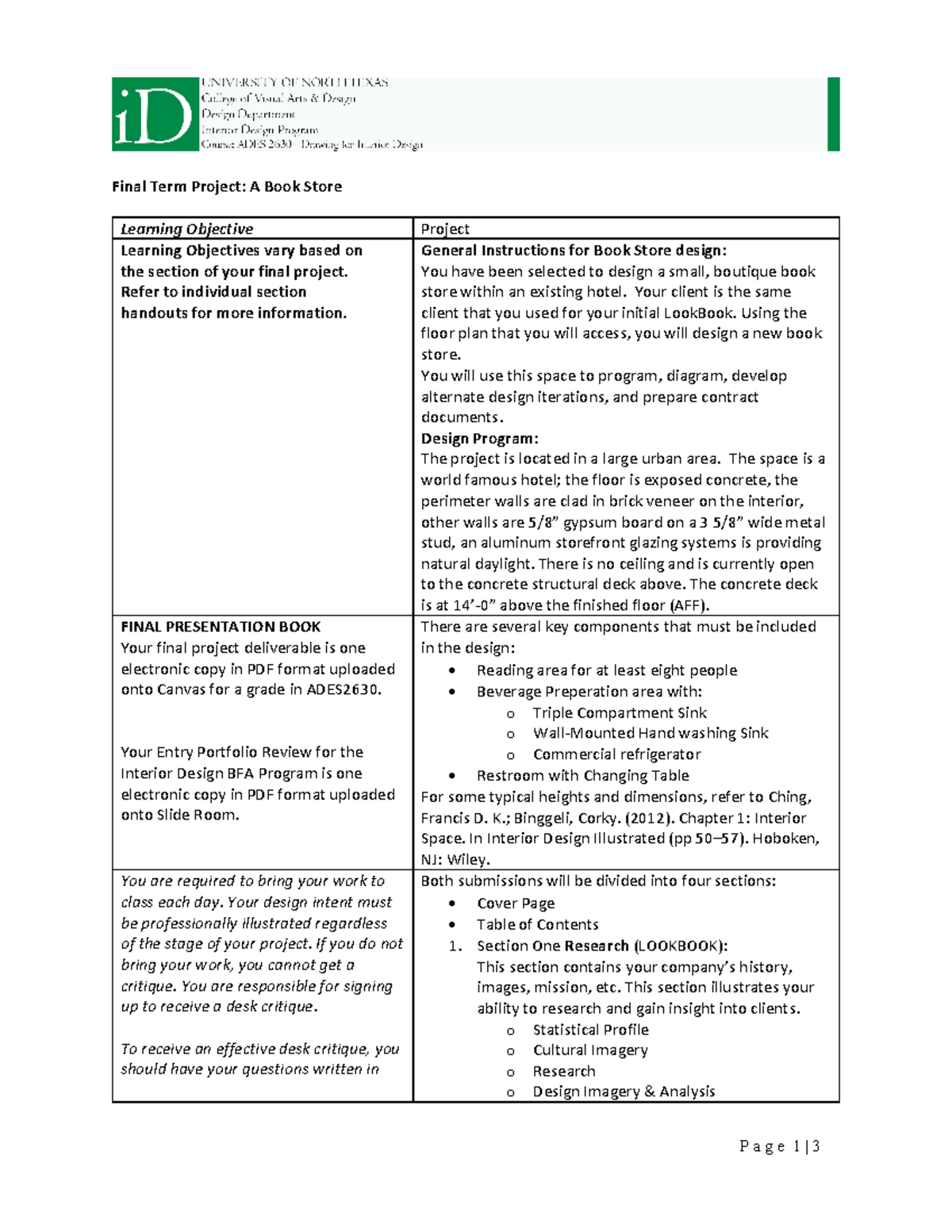 ADES 2630 Final Project - Final Project (Library) - P a g e 1 | 3 Final ...