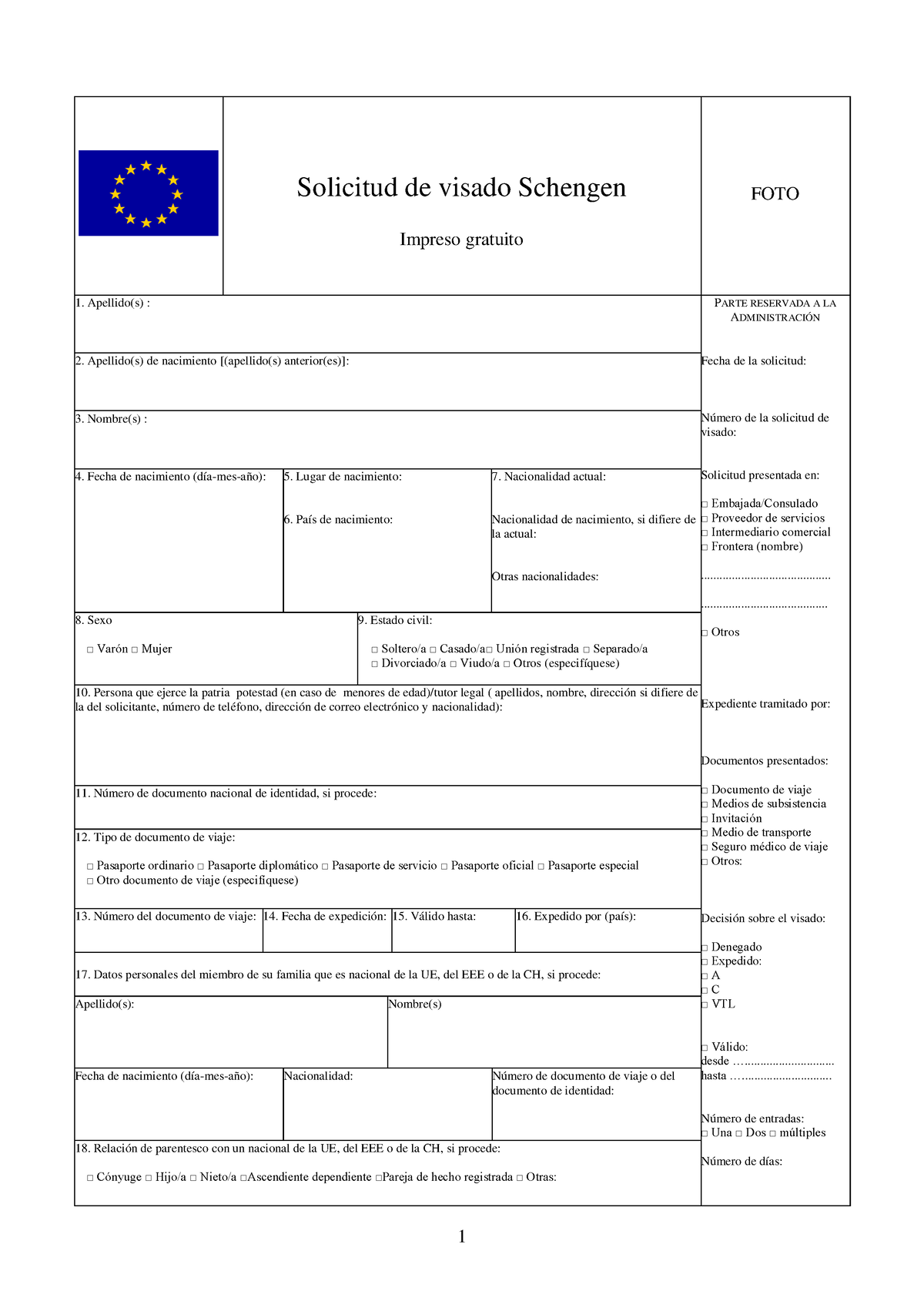 Solicitud De Visado Schengen Español 1 Solicitud De Visado Schengen Impreso Gratuito Foto 2414