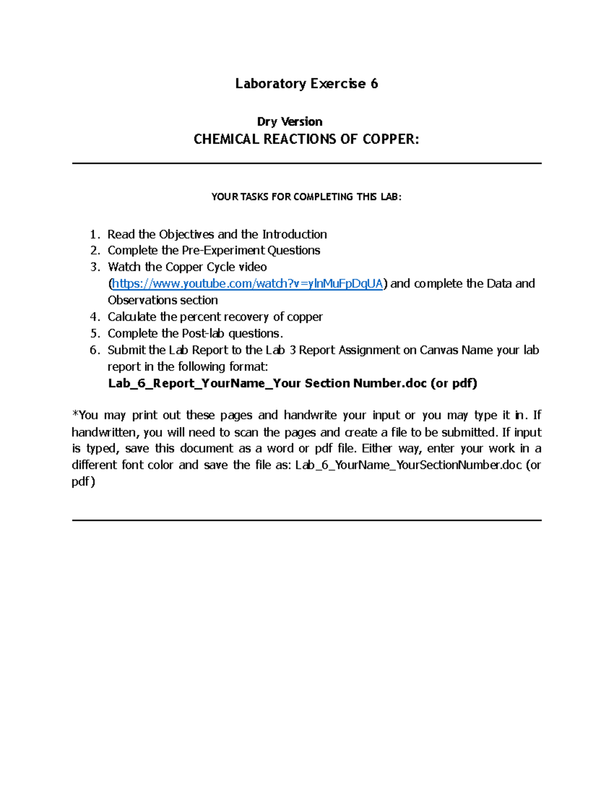 Lab 6 Report Marcus Giordano Section 100 - Laboratory Exercise 6 Dry ...