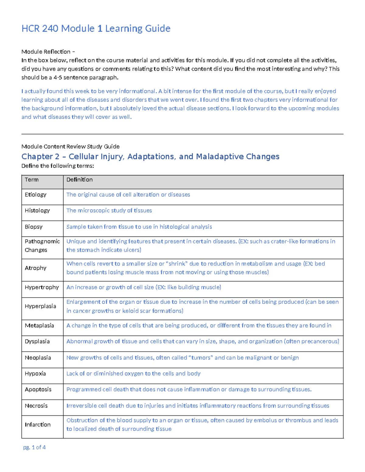 Module 1 Learning Guide - Module Reflection – In the box below, reflect ...