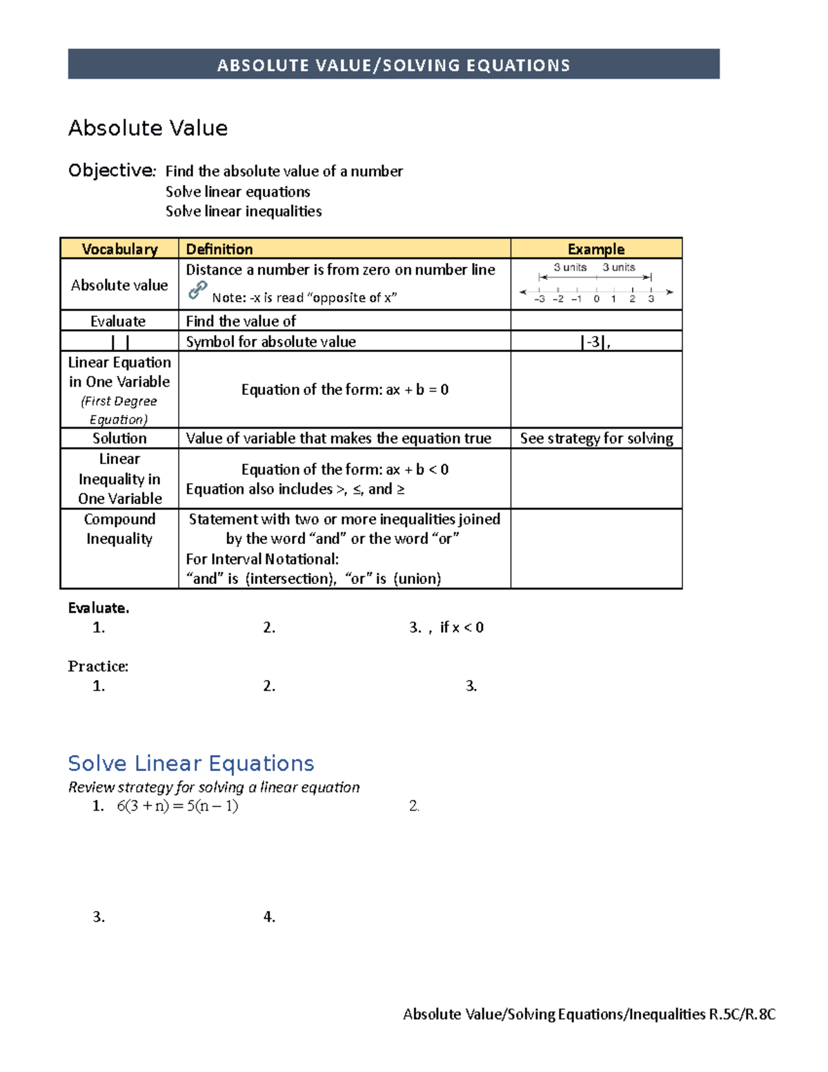 solving absolute value equations assignment quizlet