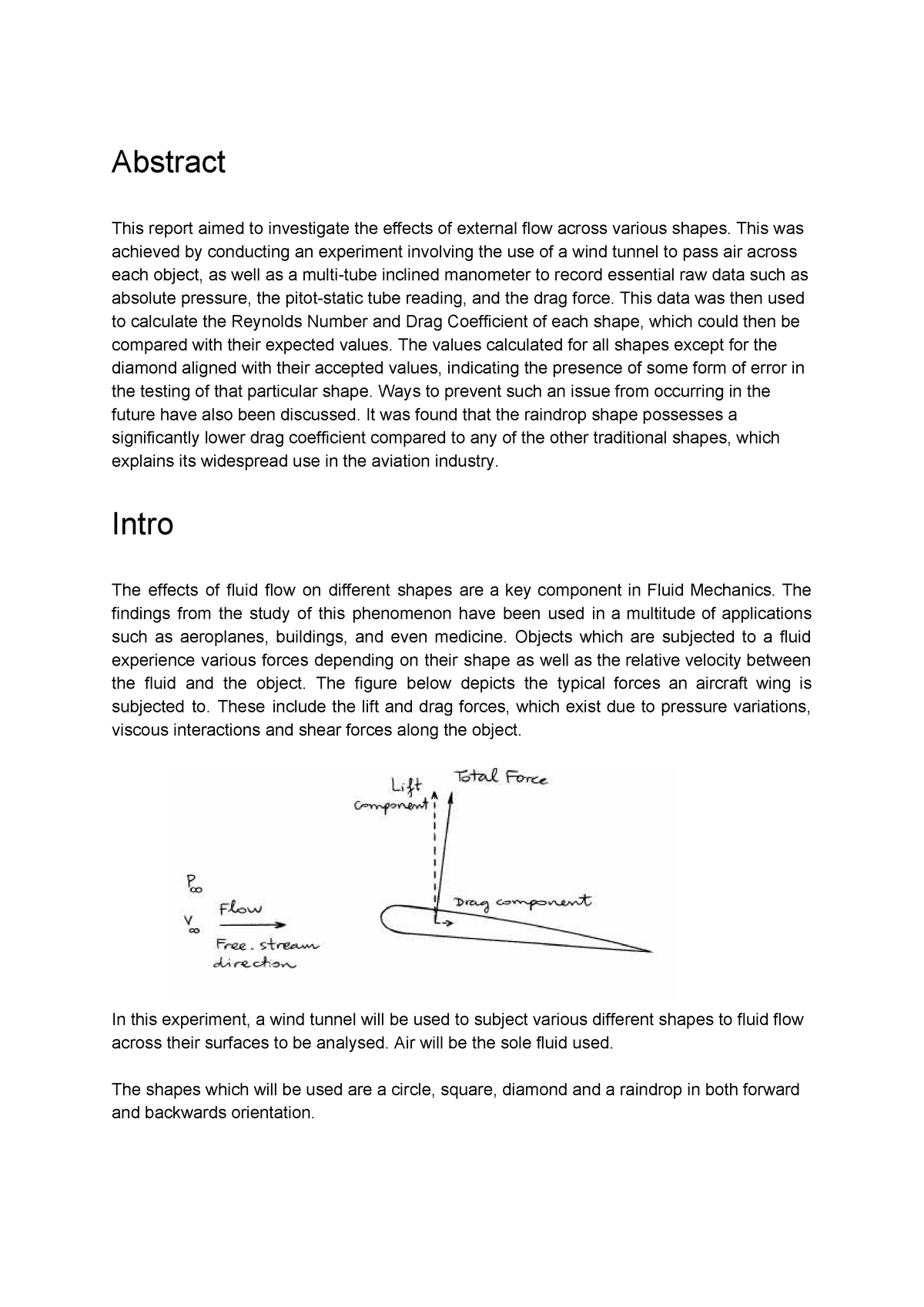 Wind Tunnel Lab Report - Abstract This report aimed to investigate the ...