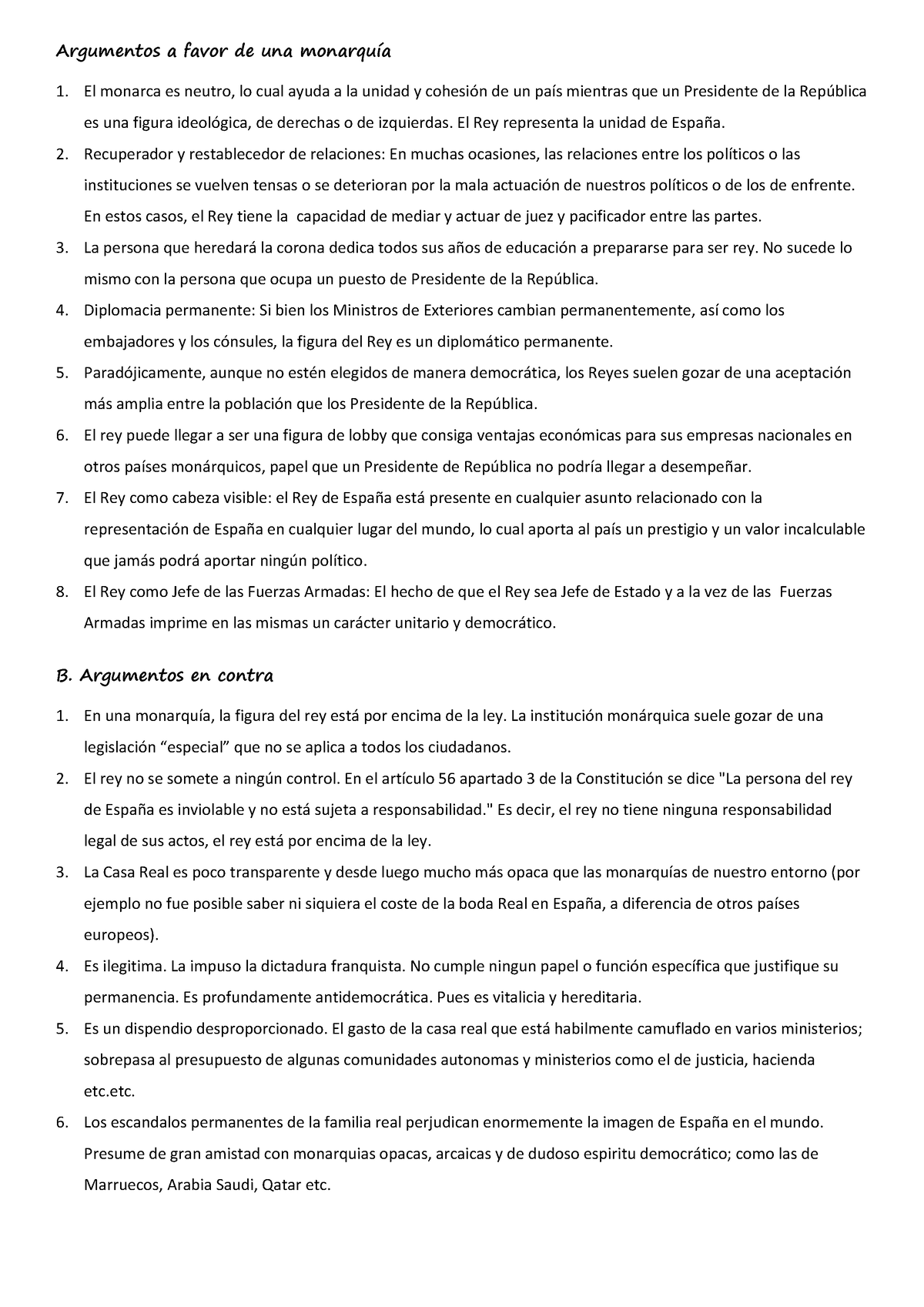 A Favor En Contra De La Monarquc 3ada - Argumentos A Favor De Una ...