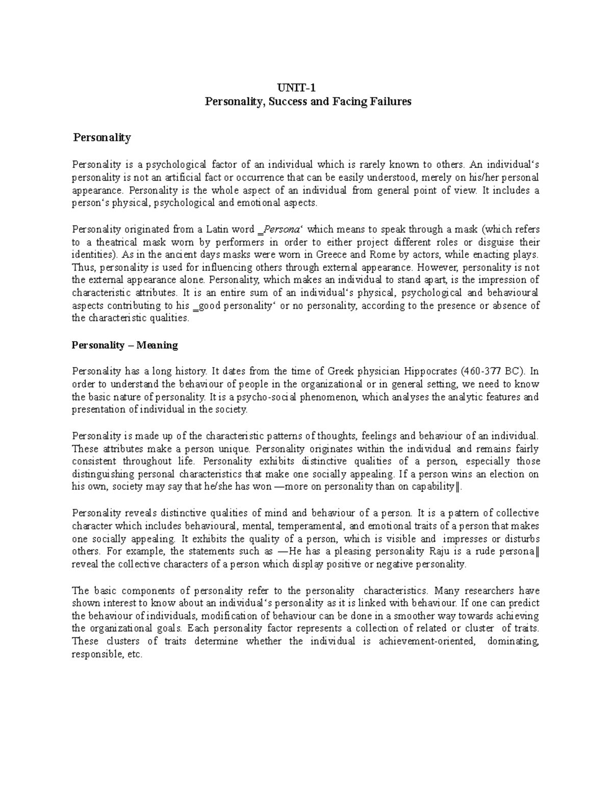 unit-1-personality-success-and-facing-failures-unit-personality