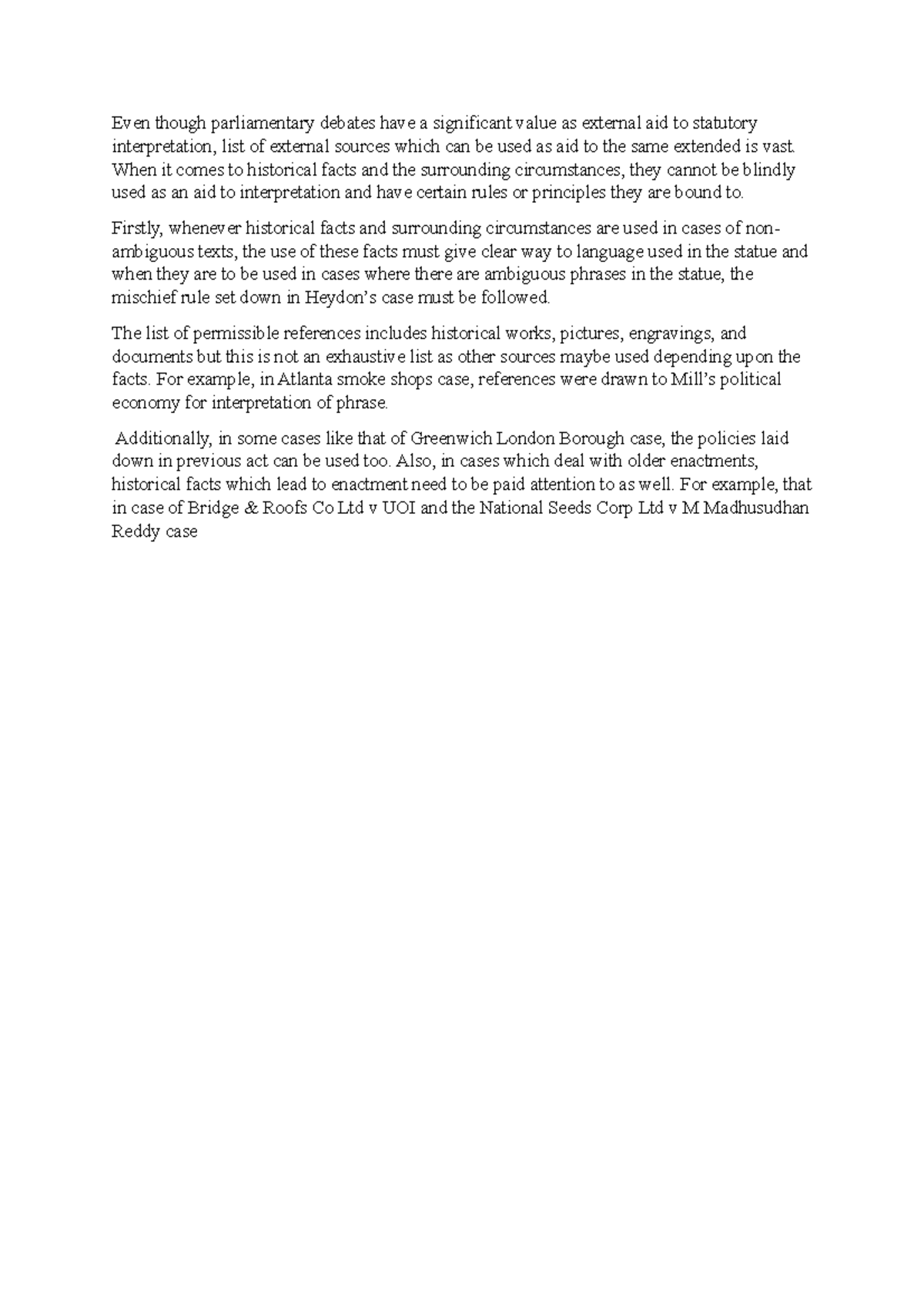 Write up - External aids to statutory interpretation - Even though ...