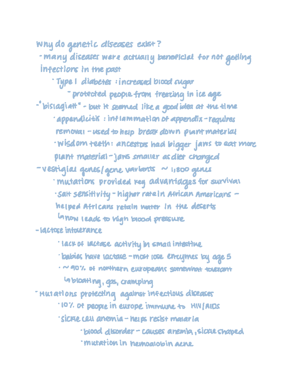 Lecture 22 notes Why do diseases exist many diseases were