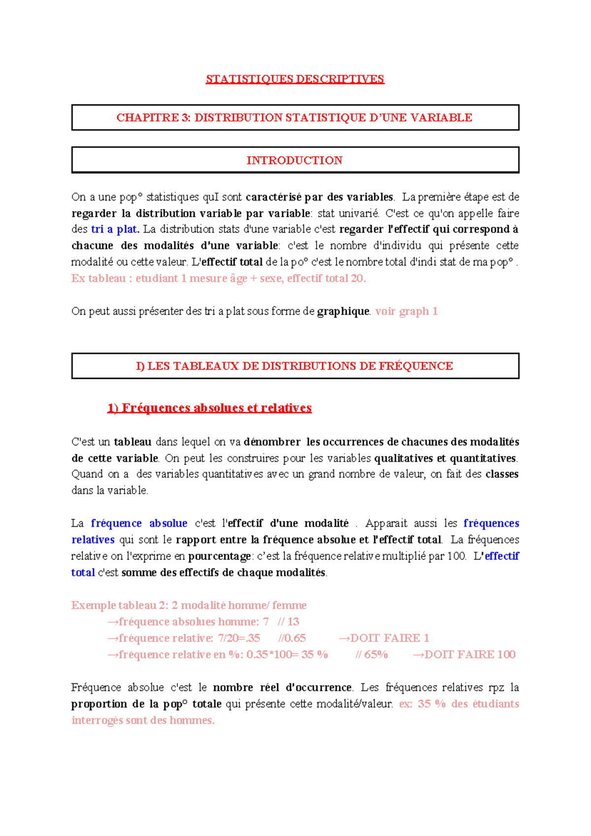 CHAP 3 Statistiques Descriptives - STATISTIQUES DESCRIPTIVES CHAPITRE 3 ...