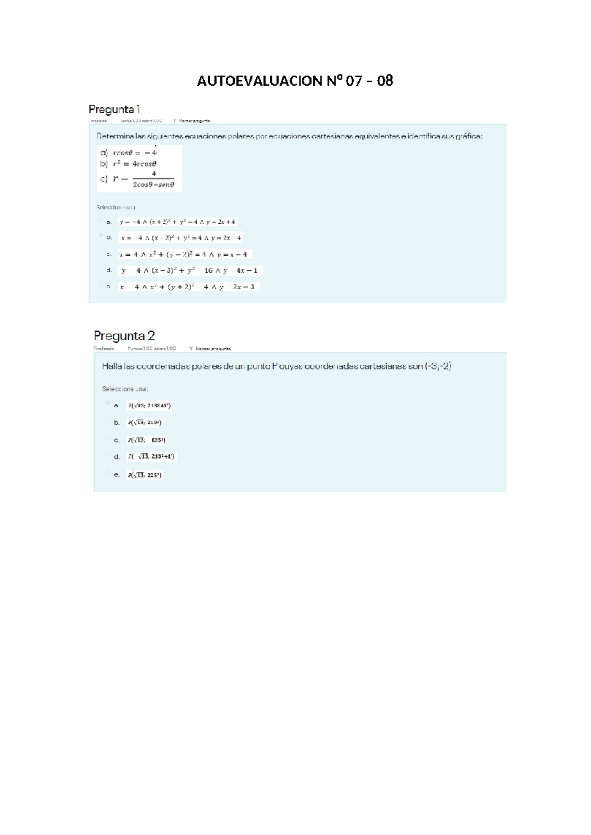 Autoevaluacion N Y Algebra Matricial Y Geometria Analitica Autoevaluacion N