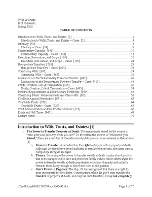 Wills and Trusts outline 2021 - Central Question: Who gets your ...