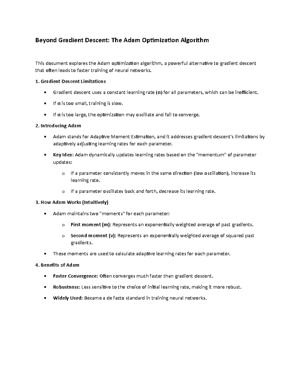 Adam Optimization Algorithm - 1. Gradient Descent Limitations ...