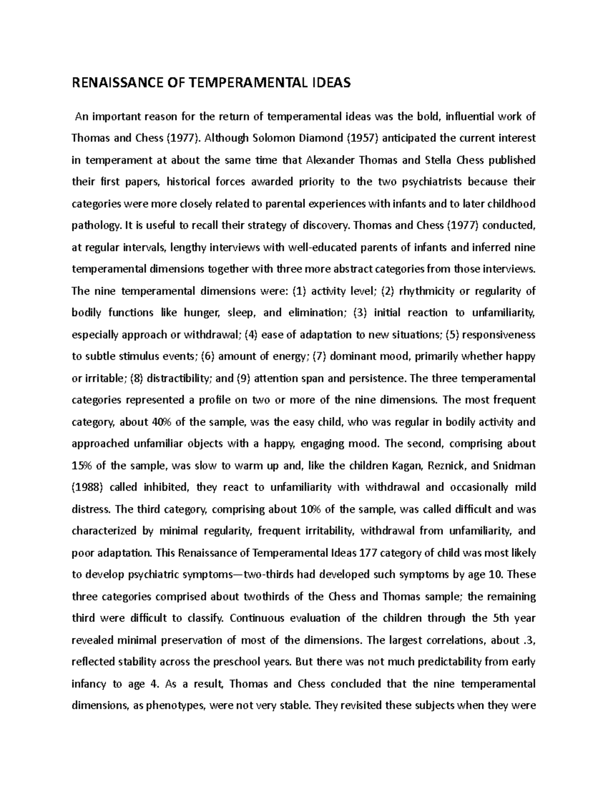 Renaissance OF Temperamental Ideas - RENAISSANCE OF TEMPERAMENTAL IDEAS ...