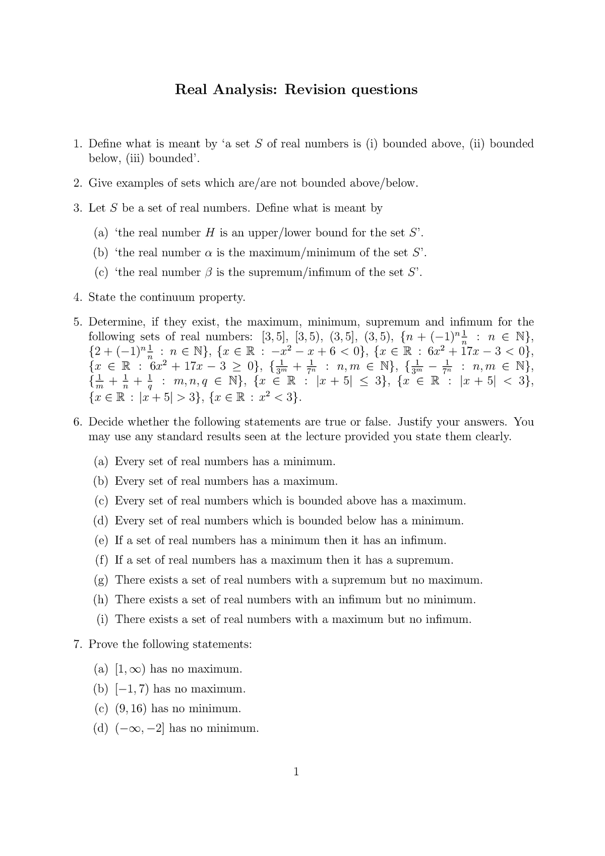 08 09 Real Analysis Revision Questions Studocu