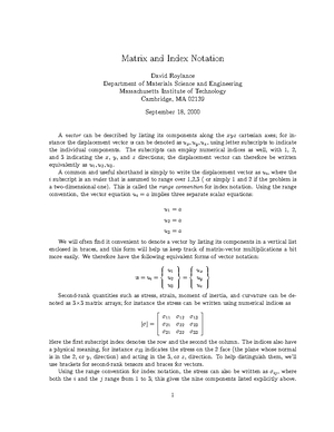 Vectors - Index notation - Vectors and Index Notation Stephen R ...