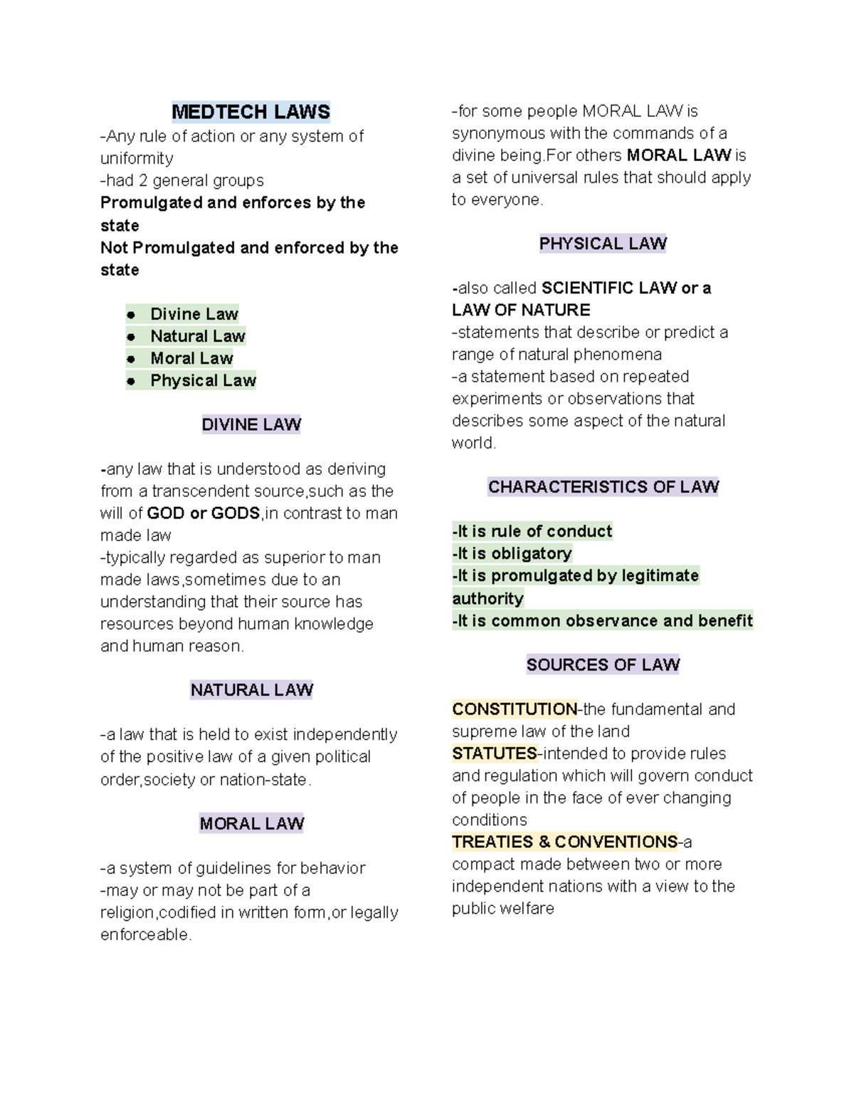Intro IN Medtech LAWS - MEDTECH LAWS -Any rule of action or any system ...