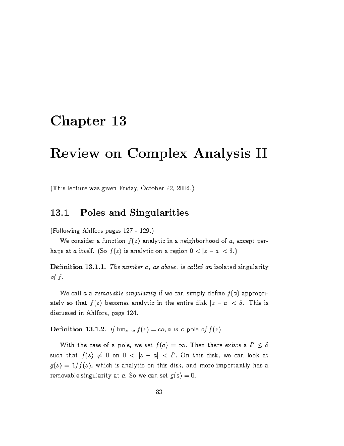 Chapter 13 Review on Complex Analysis II (PDF) - Chapter 13 Review on ...