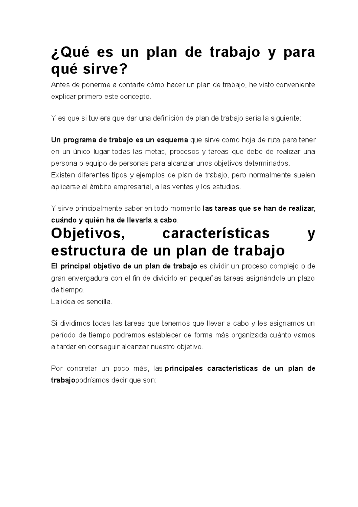 Qué Es Un Plan De Trabajo Y Para Qué Sirve ¿qué Es Un Plan De Trabajo Y Para Qué Sirve Antes 3823