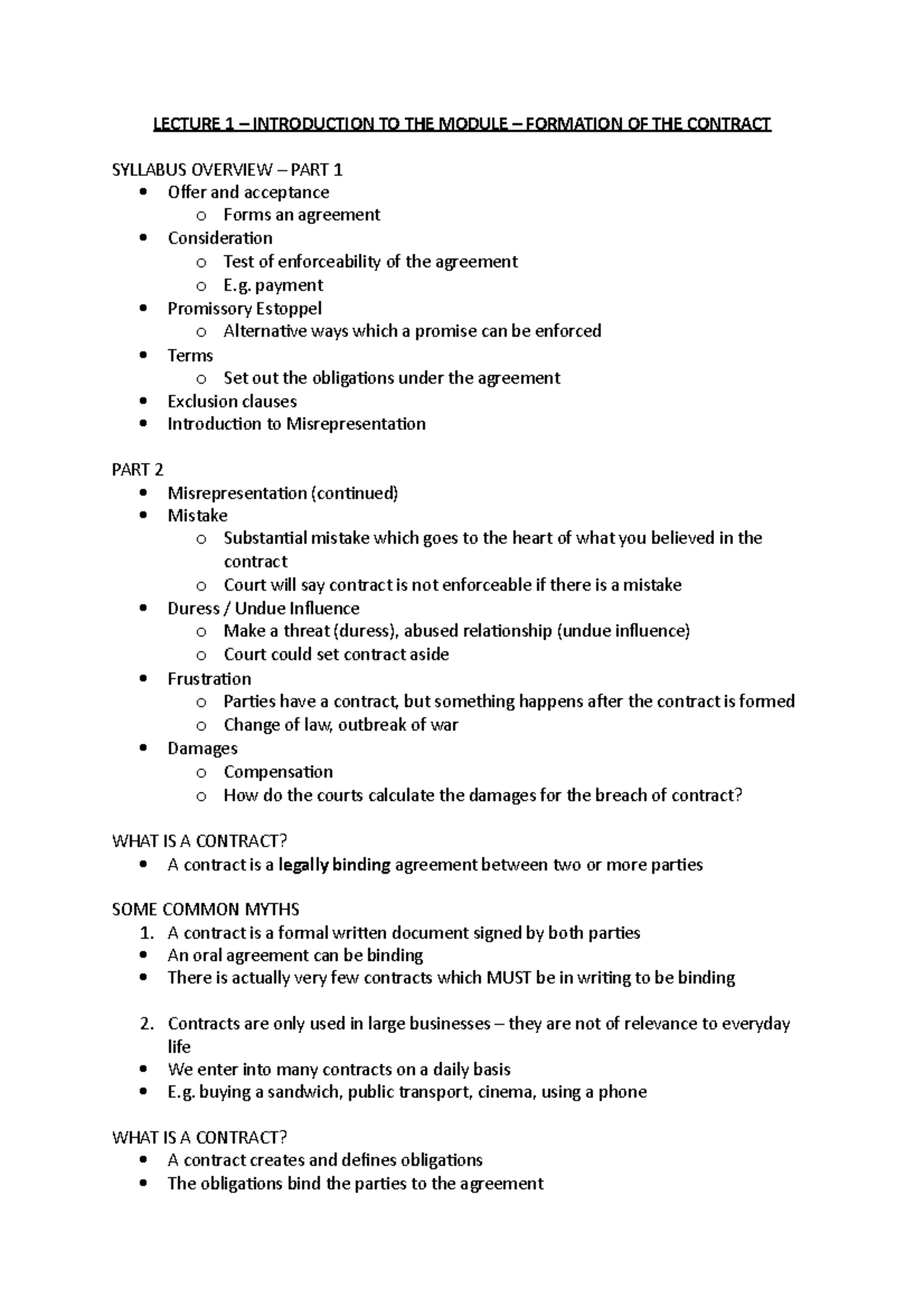 Lecture 1 - LECTURE 1 – INTRODUCTION TO THE MODULE – FORMATION OF THE ...
