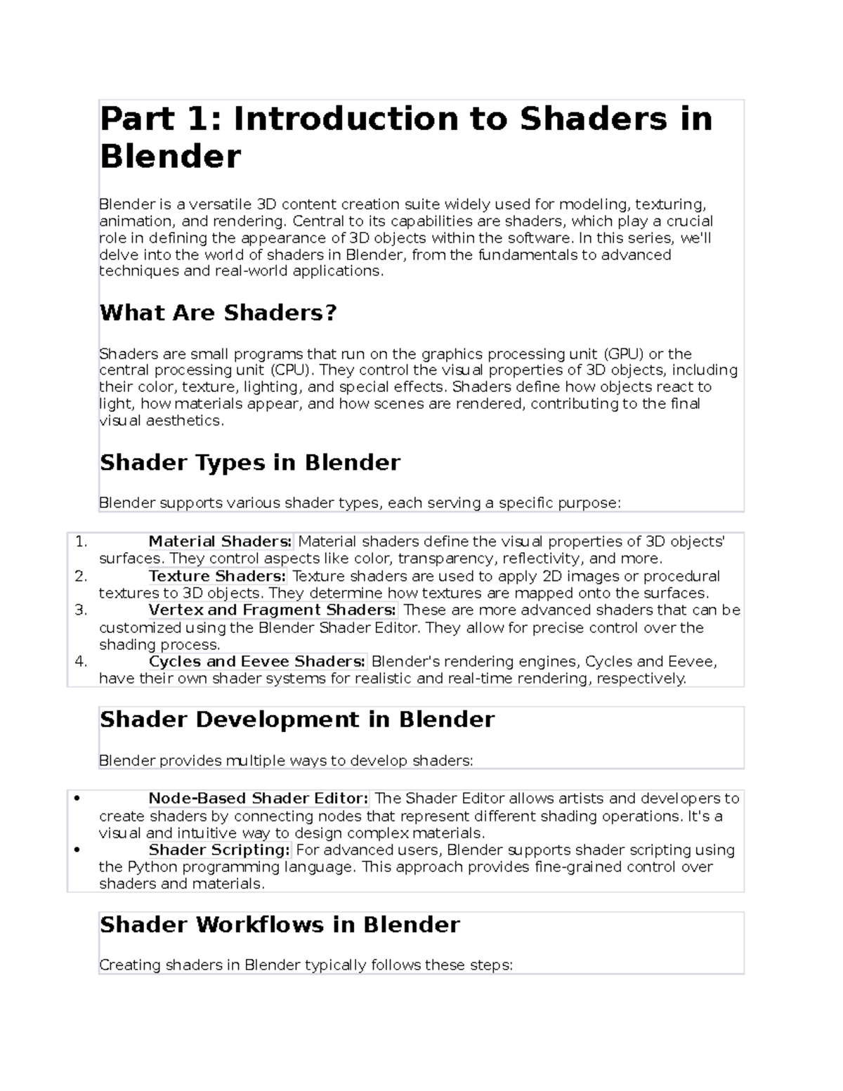 Blender Shader 7 Notes Part 1 Introduction to Shaders in Blender