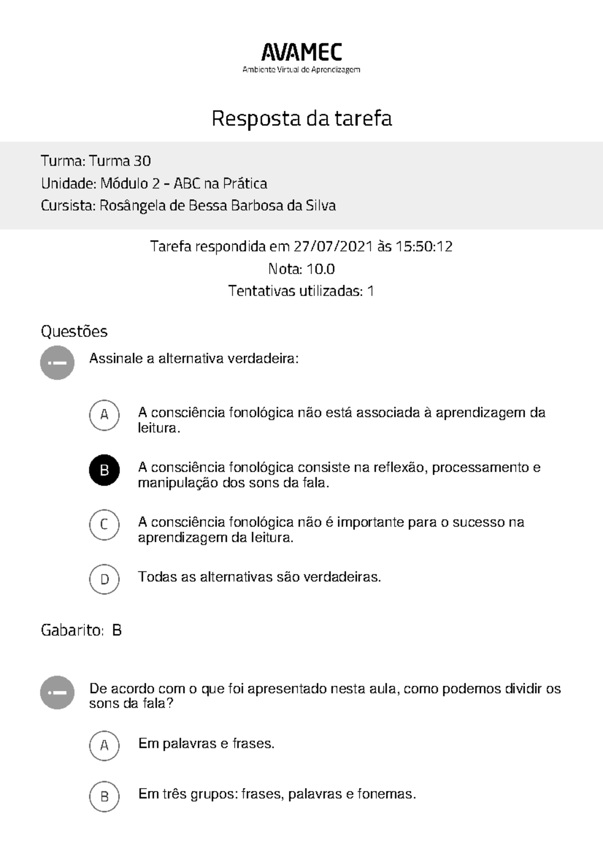 Matemática - quiz para alfabetização - Questionário