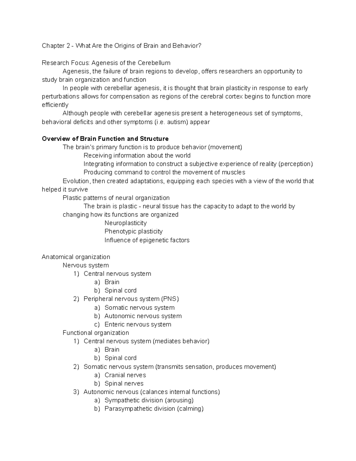 PSYCH 381 - Chapter 2 Notes - Chapter 2 - What Are the Origins of Brain ...