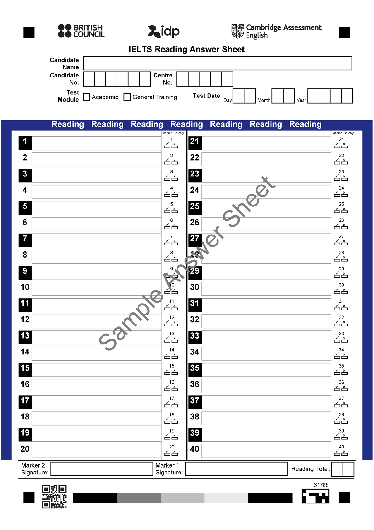 Academic reading answer sheet Reading Reading Reading Reading Reading