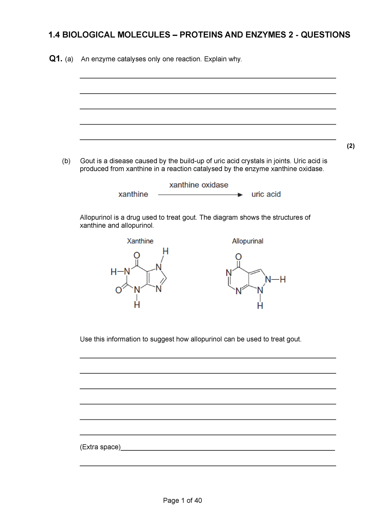 1 - Exam Questions - BIO111 - QMUL - Studocu