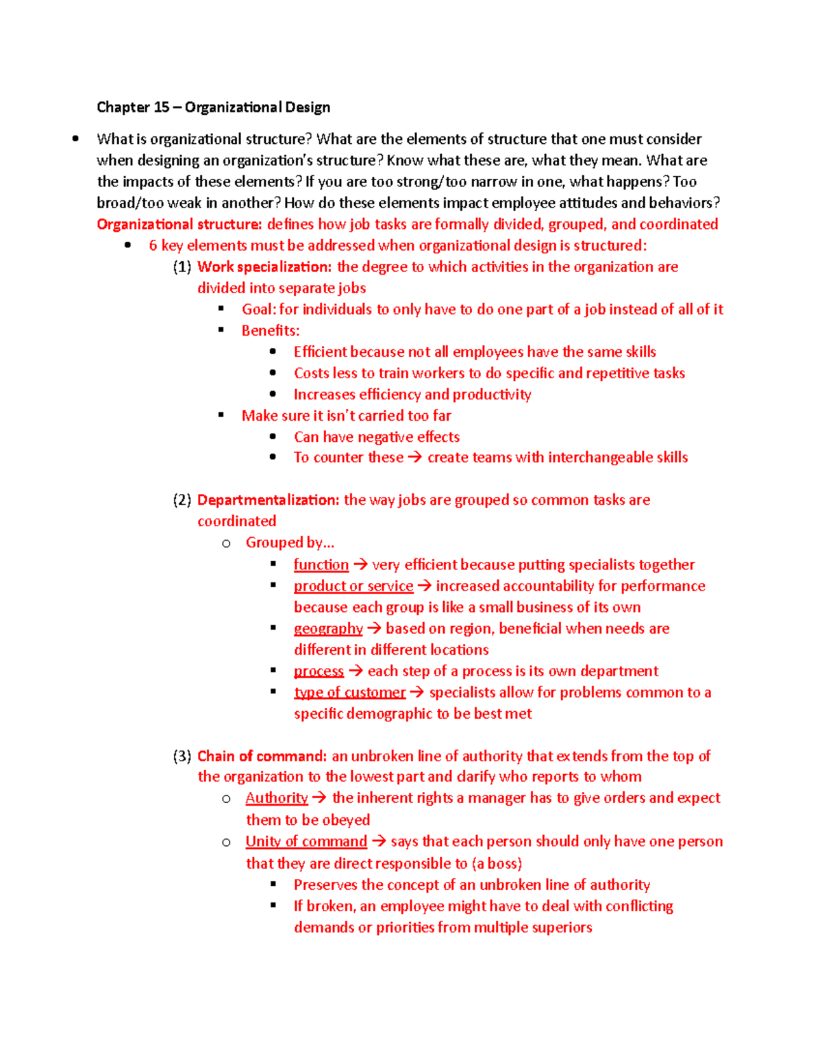 Chapter 15 - Design - Chapter 15 – Organizational Design What is ...
