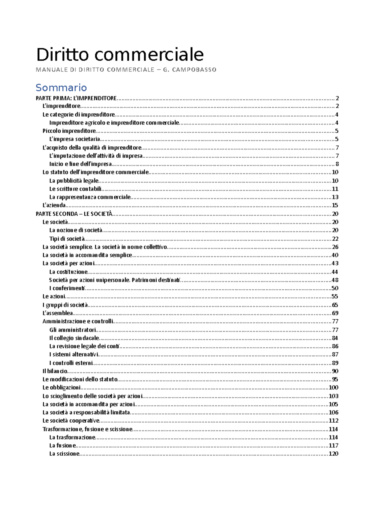 Diritto Commerciale - Riassunto - Diritto Commerciale MANUALE DI ...