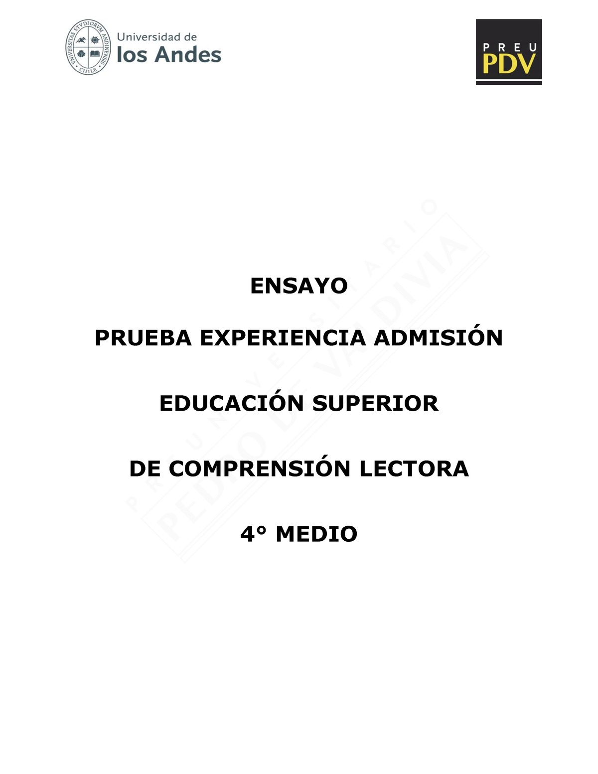 Ensayo 2 - Hola - ENSAYO PRUEBA EXPERIENCIA ADMISI”N EDUCACI”N SUPERIOR ...