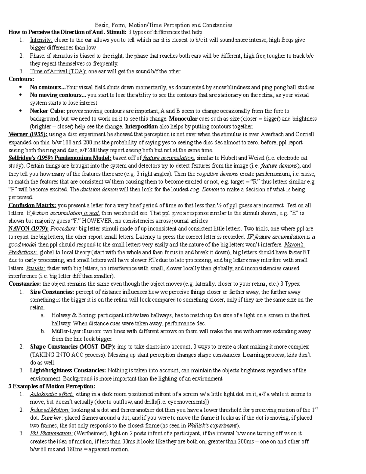 Basic form Percep - Basic, Form, Motion/Time Perception and Constancies ...