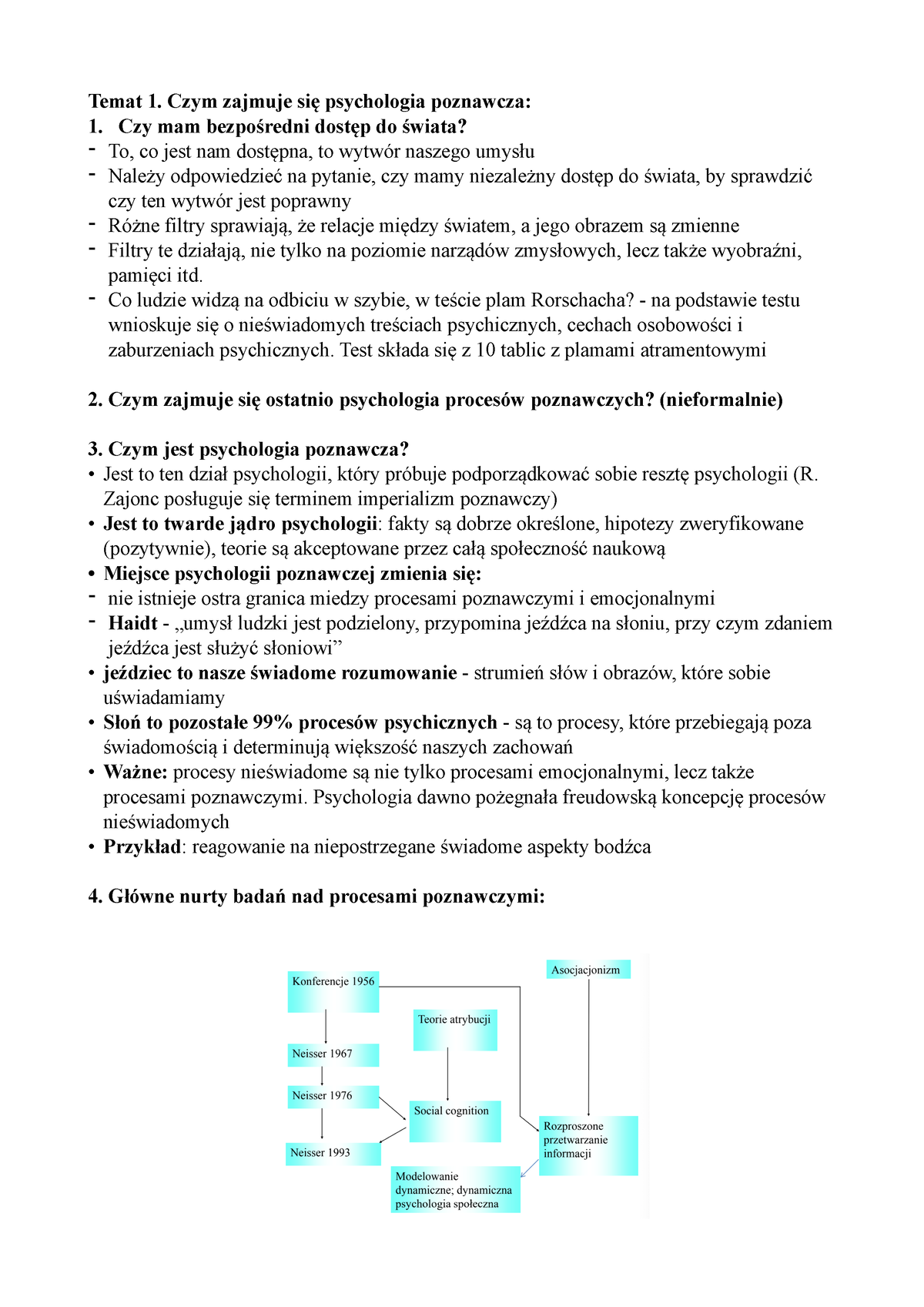 Notatki Poznawcza - Temat 1. Czym Zajmuje Się Psychologia Poznawcza ...