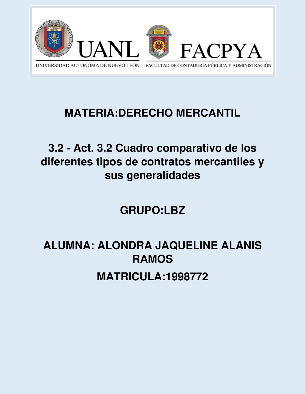 Cuadro Comparativo Tipos De Contratos Mercantiles Materiaderecho Mercantil 3 Act 3 Cuadro 5121
