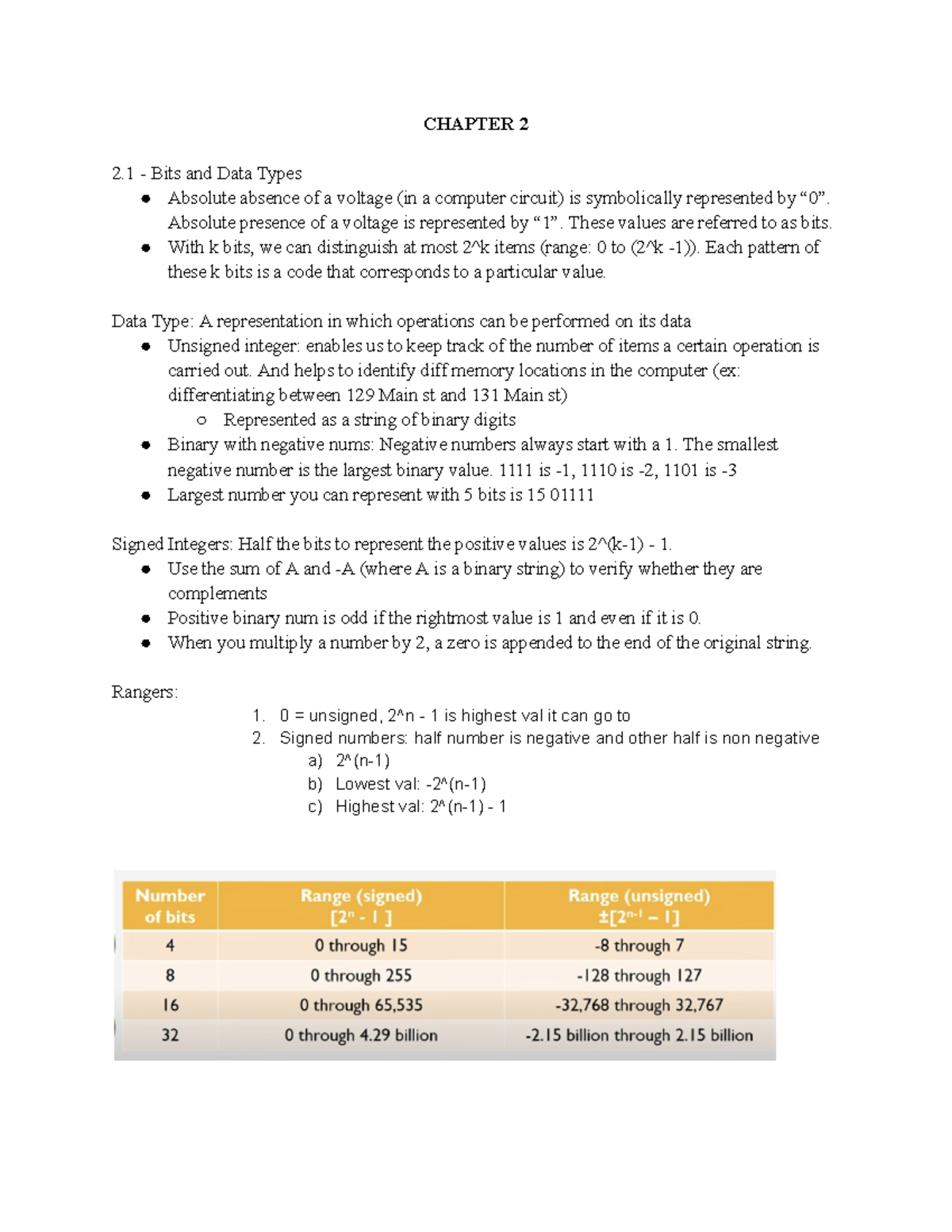 Cs61 notes Goes through crucial conversion techniques and concepts