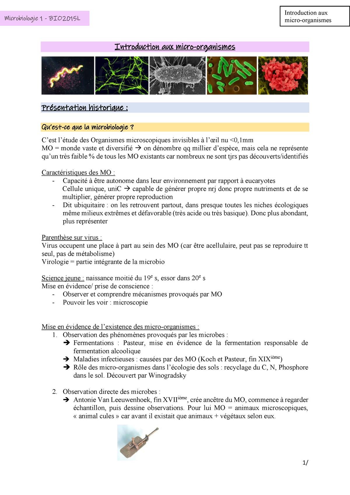 Chapitre 1 -intro - Prises De Notes Sur Le Premier Cours De M. LEMAIRE ...