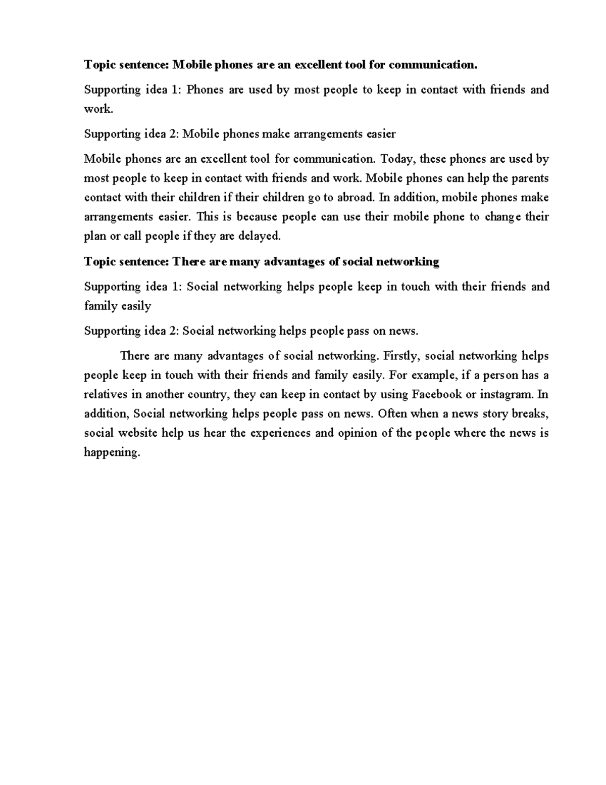 Topic sentence - writing cho on thi vstep - Topic sentence: Mobile ...